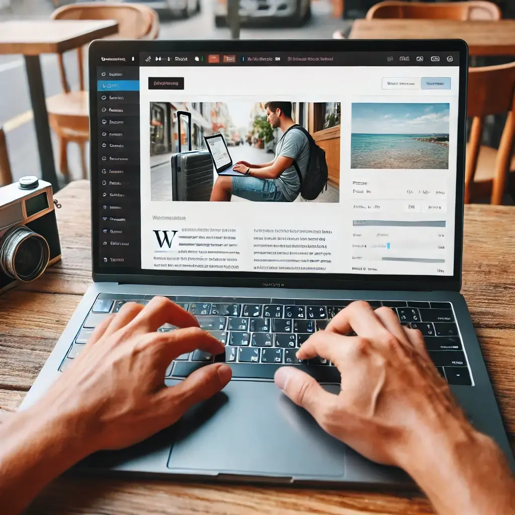 Laptop der einen WordPress Blog zeigt